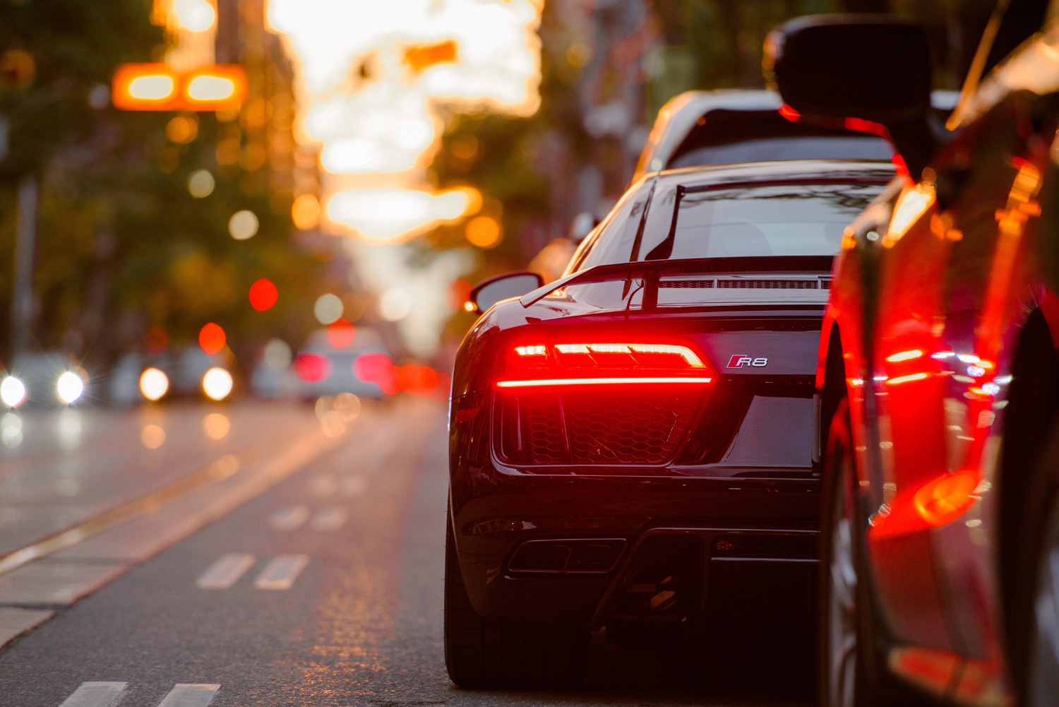 audi r8 on the street