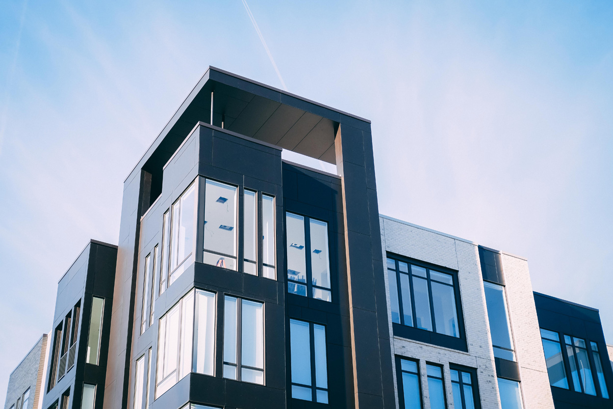 black and white concrete building