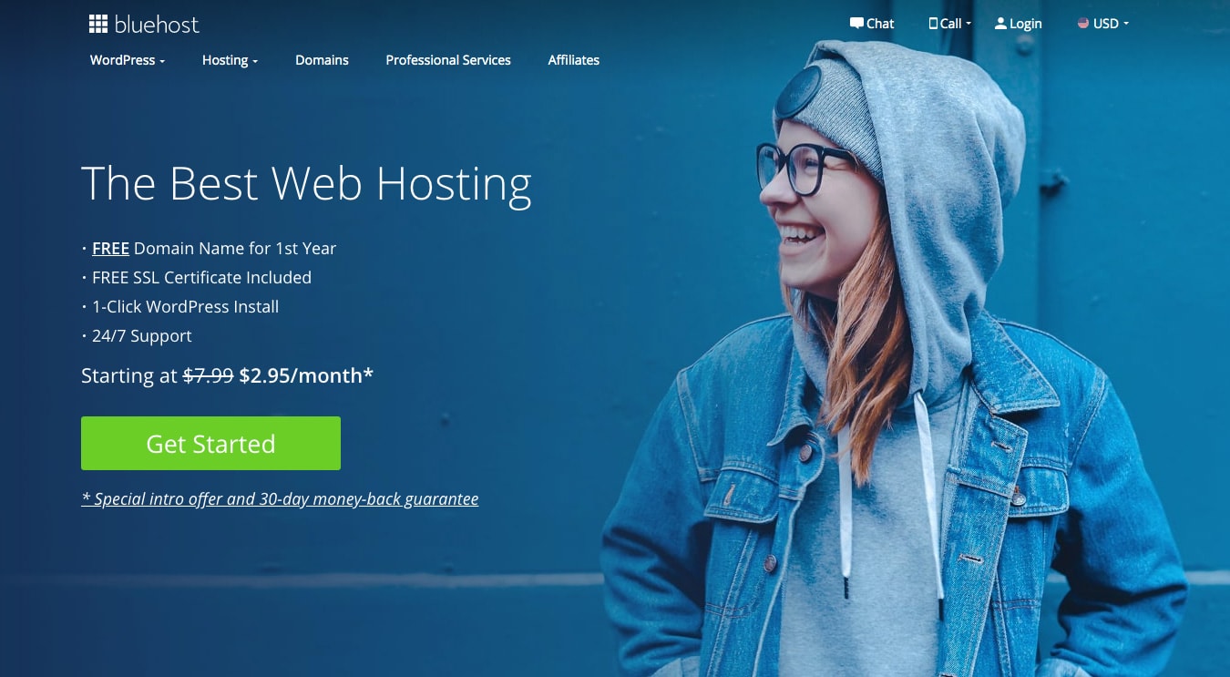 Bluehost homepage