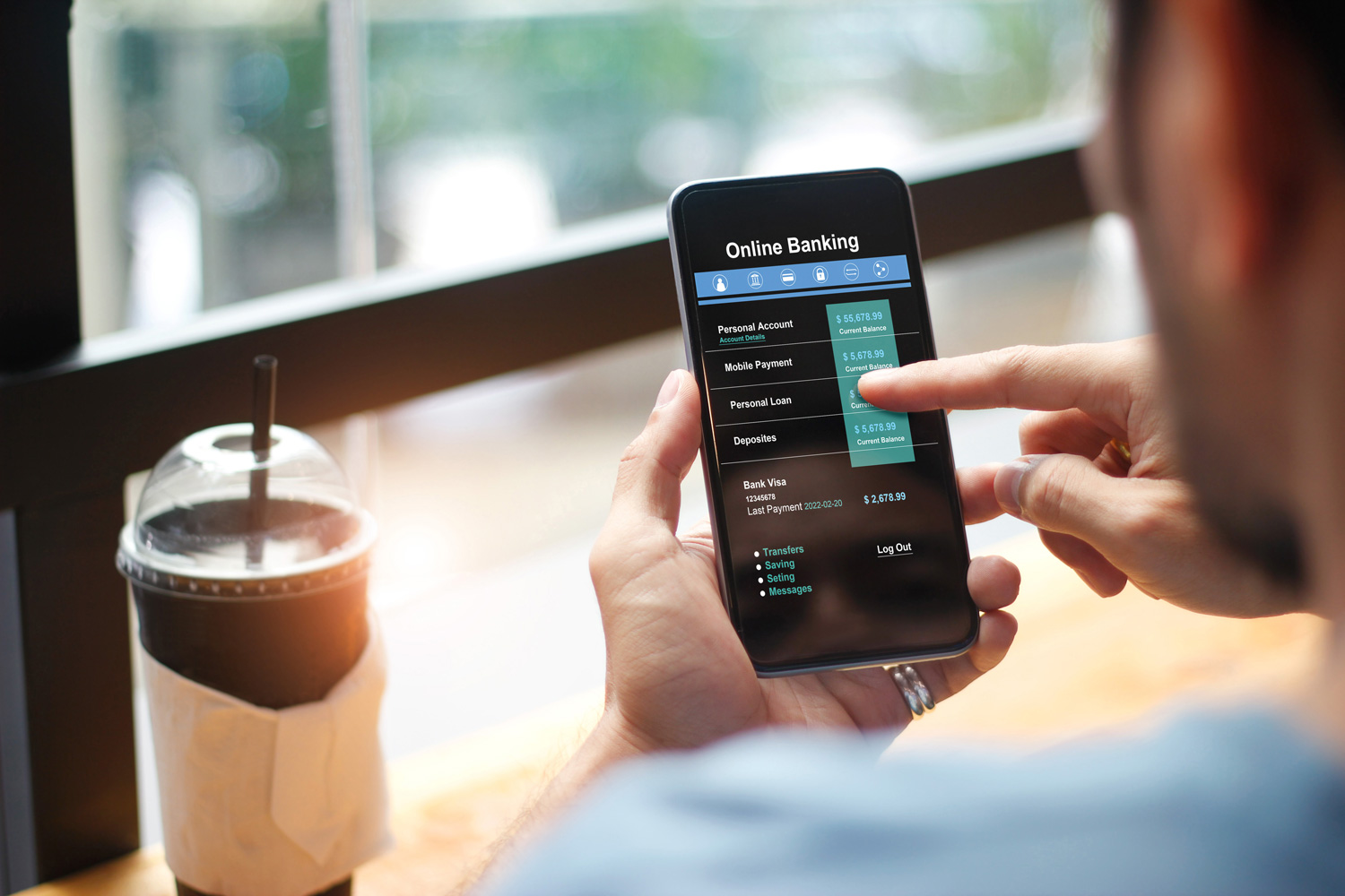 man using smartphone for mobile banking