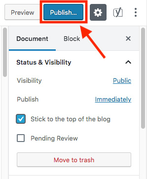 publish in WordPress