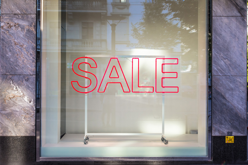 sale sign on store window