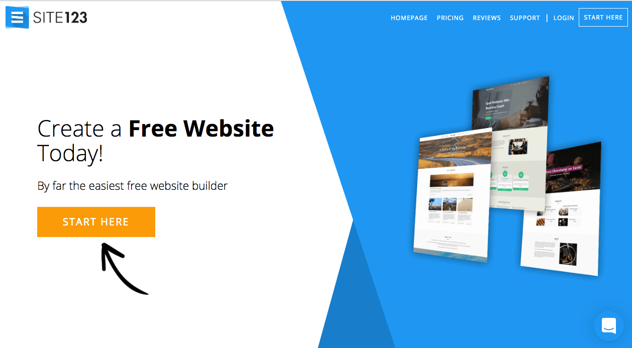 Site123 homepage